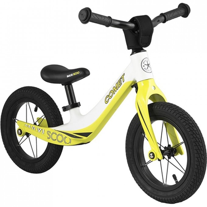 Беговел детский MAXISCOO "COMET" (2021), надувные колеса, 12", салатовый с белым MSC-CM1204D