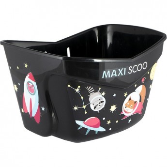 Корзина MAXISCOO для велосипеда универсальная, космос, черная