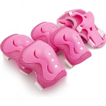 Набор защиты детский MAXISCOO: наколенники, налокотники, защита запястья, размер M, розовый