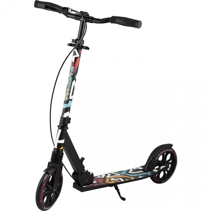 Самокат 2-х колесный MAXISCOO "A1-205A" (2022), с ручным тормозом, граффити MSC-A205A-1GR