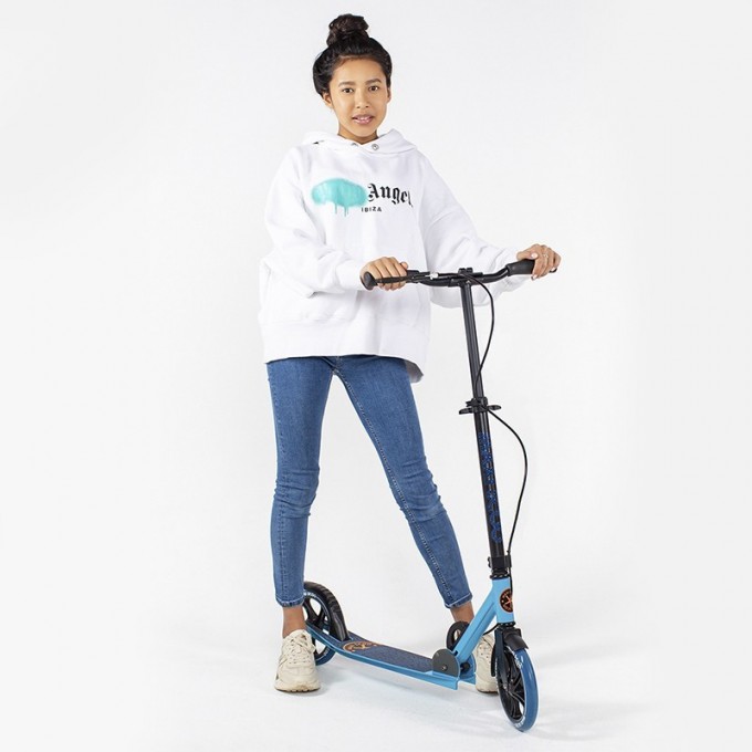 Самокат 2-х колесный MAXISCOO "L-205A" (2021), складной, с ручным тормозом, голубой MSC-L205A-B