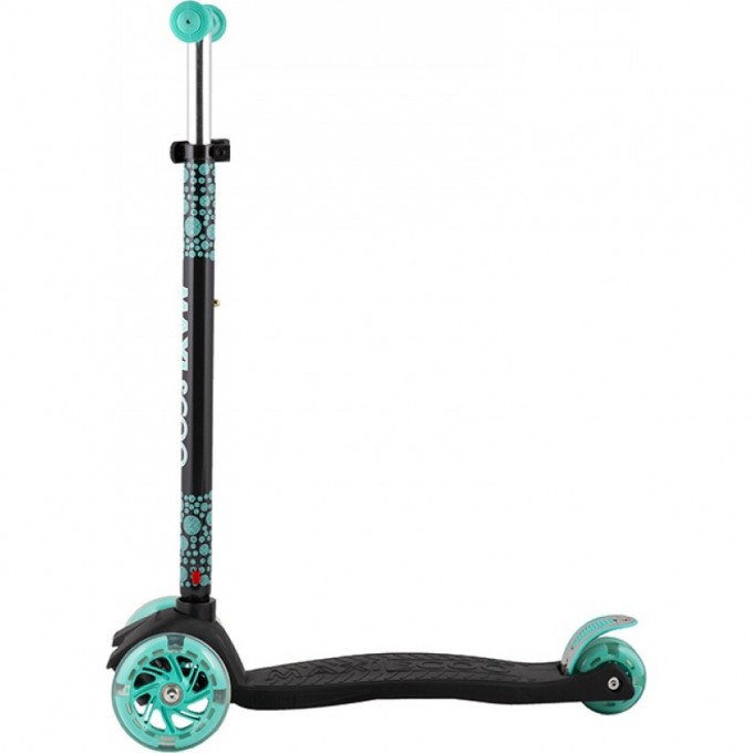 Самокат 3-х колесный MAXISCOO "BABY" (2021), со светящимися колесами, черный с бирюзой MSC-B082005