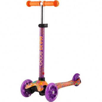 Самокат 3-х колесный MAXISCOO "BABY" (2021), со светящимися колесами, кошки