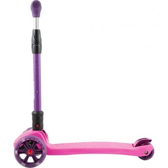 Самокат 3-х колесный MAXISCOO "JUNIOR DELUX" (2020), складной, со светящимися колесами, розовый
