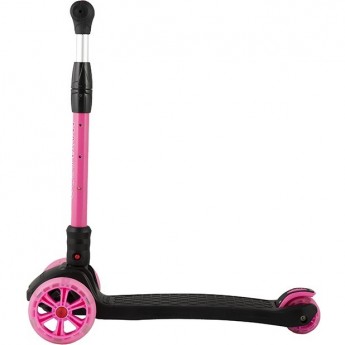 Самокат 3-х колесный MAXISCOO "JUNIOR DELUX" (2021), складной, со светящимися колесами, черный с розовым