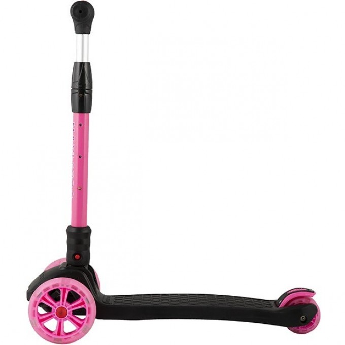 Самокат 3-х колесный MAXISCOO "JUNIOR DELUX" (2021), складной, со светящимися колесами, черный с розовым MSC-J072001D