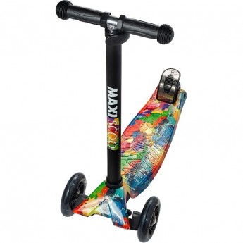 Самокат 3-х колесный MAXISCOO "JUNIOR" (2021), со светящимися колесами, радуга