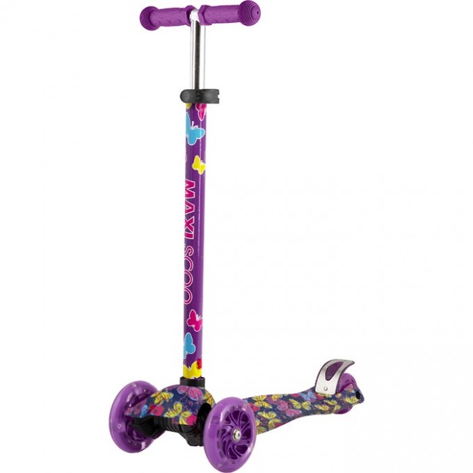 Самокат 3-х колесный MAXISCOO "JUNIOR" (2022), со светящимися колесами, бабочки MSC-J072101PR