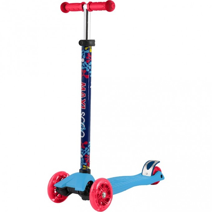 Самокат 3-х колесный MAXISCOO "JUNIOR" (2022), со светящимися колесами, голубой MSC-J072105