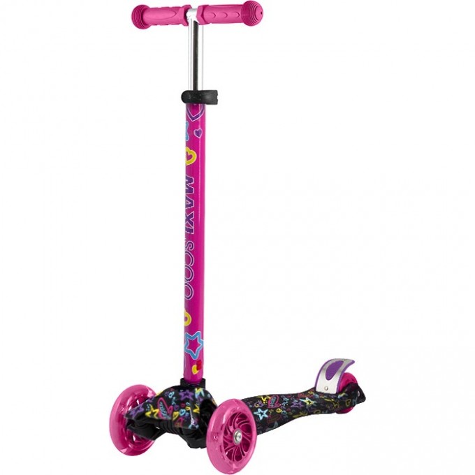 Самокат 3-х колесный MAXISCOO "JUNIOR" (2022), со светящимися колесами, звезды MSC-J072103PR