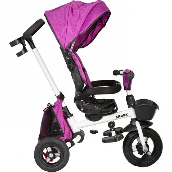 Велосипед 3-х колесный детский MAXISCOO "SHARK" (2021), складной, с мягким сиденьем и капюшоном, розовый